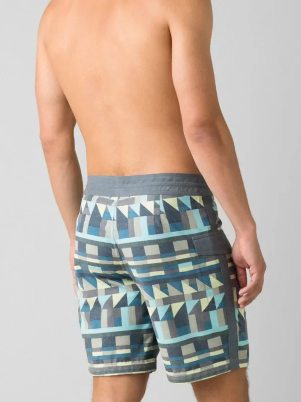 Prana Men’s Sander Boardshort - size 33 - swim surf beach blue gray geo shorts